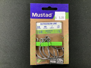 MUSTAD RUTHLESS IN-LINE EYE HOOK RINGED