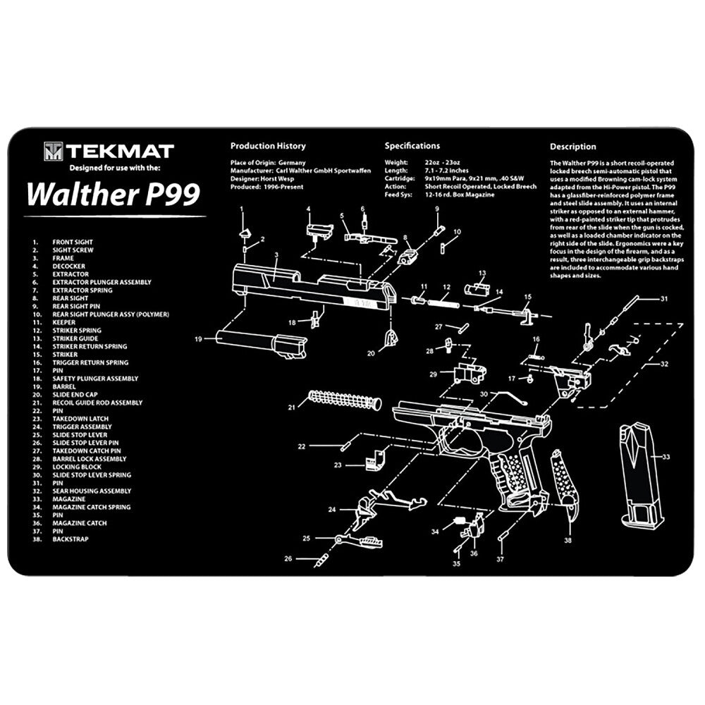 TEKMAT GUN CLEANING MAT FOR WALTHER P99