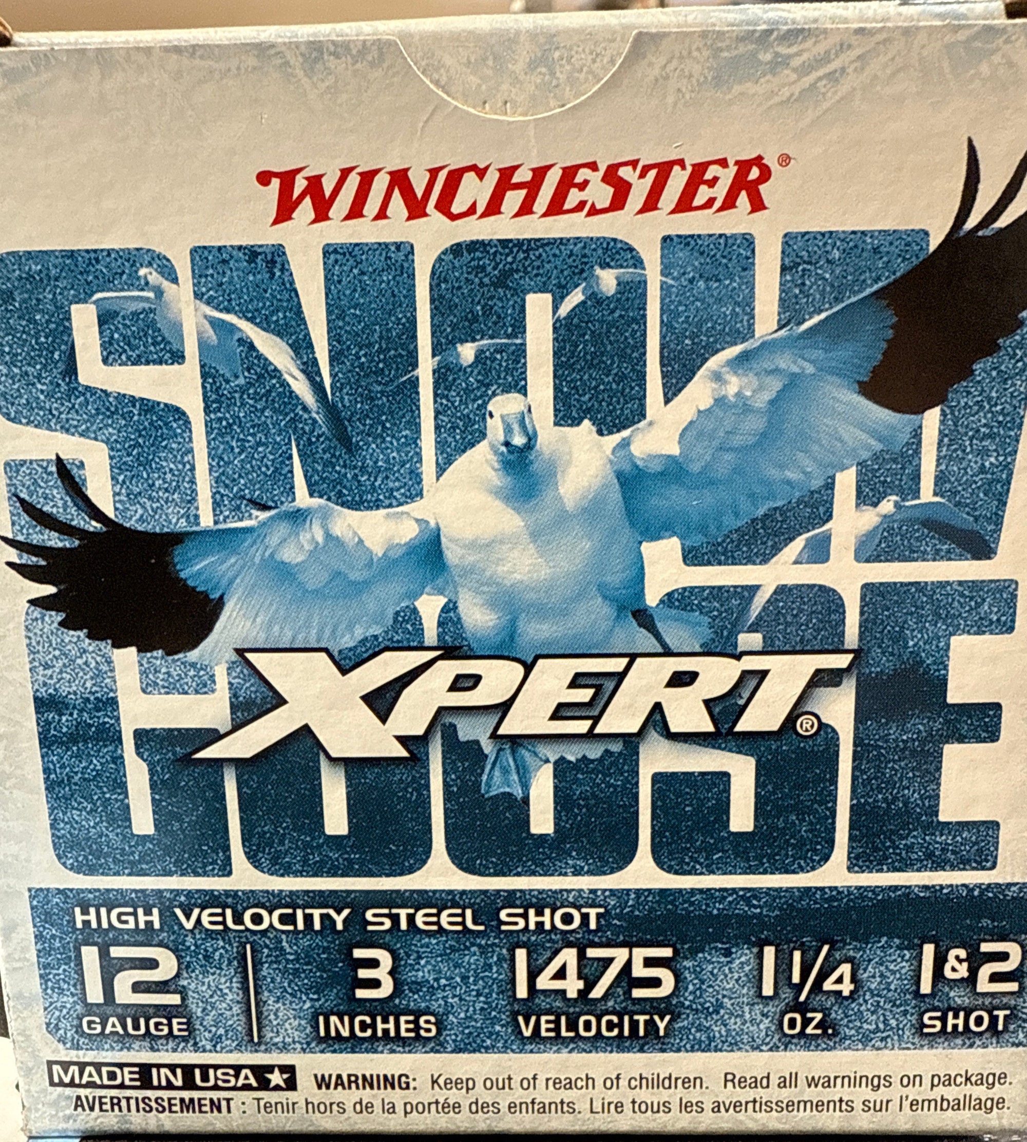 WINCHESTER SNOW GOOSE XPERT 12 GAUGE HIGH VELOCITY STEEL SHOT 1&2 3"