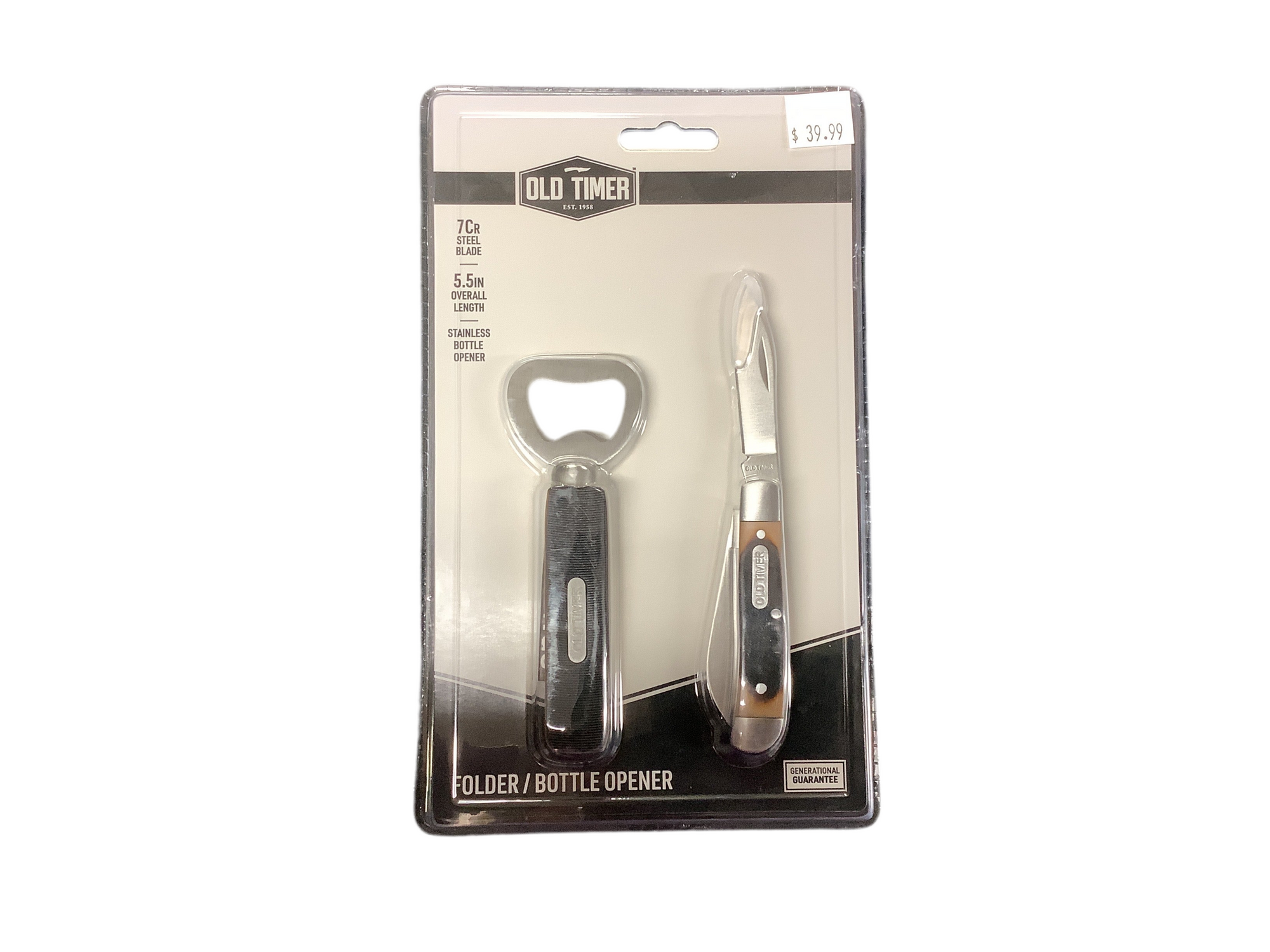 OLD TIMER FOLDING BLADE AND BOTTLE OPENER