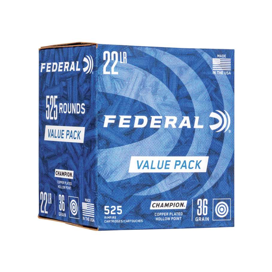 Federal Champion 22 LR 36 Gr Copper Plated HP 1260 FPS 525 Rnds