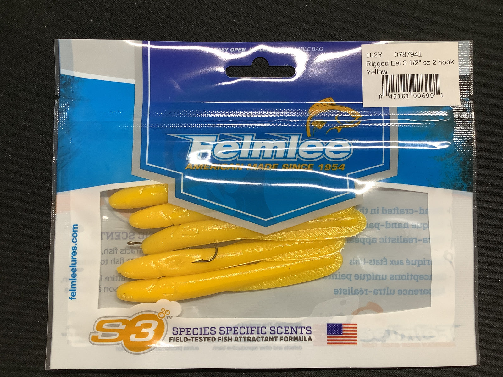 FELMLEE FISH ON RIGGED EEL LURE 3 1/2” SZ 2 HOOK