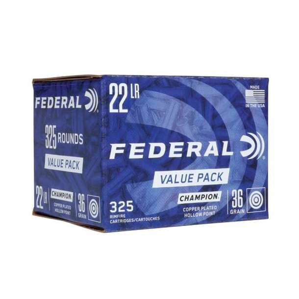 Federal Champion 22 LR 36 Gr Copper Plated HP 1260 FPS 325 Rnds