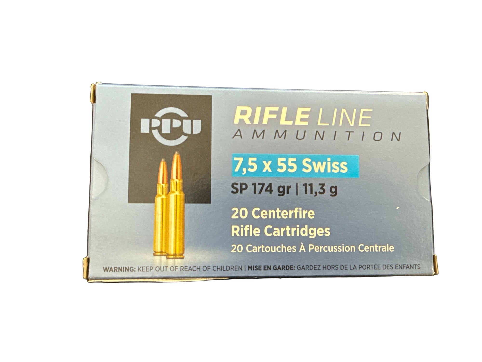 PPU RIFLE LINE AMMUNITION 7.5X55 SWISS