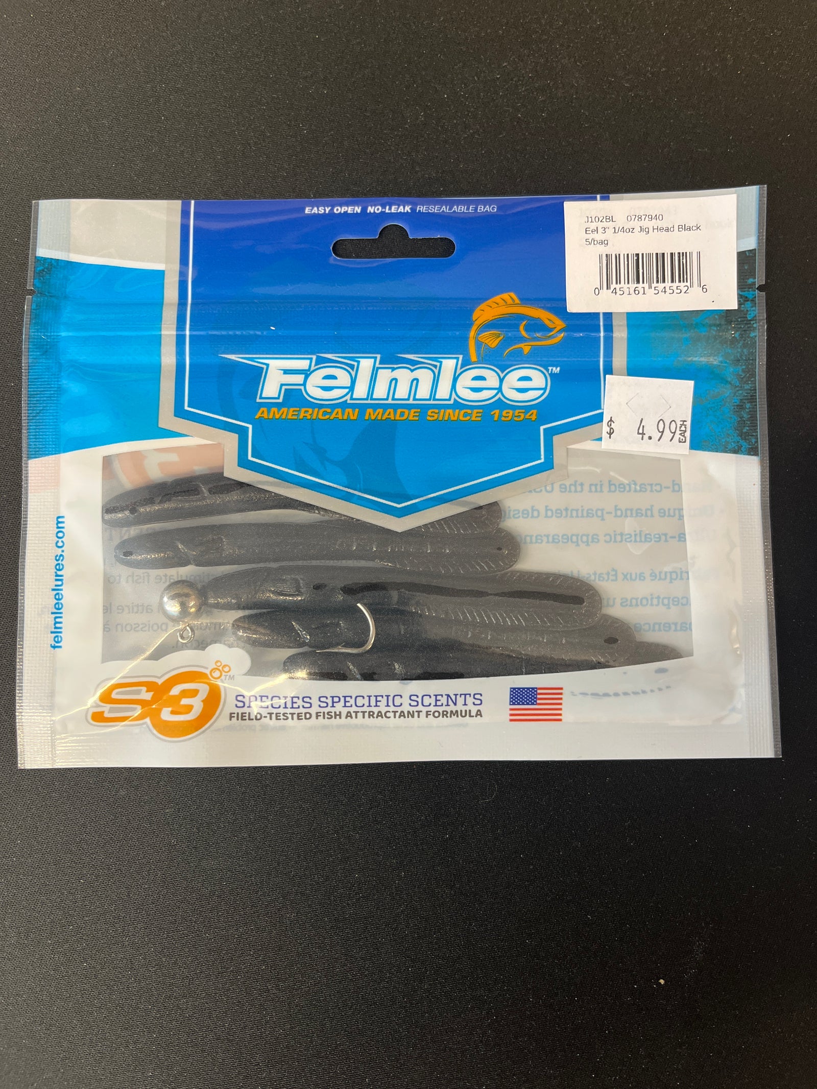 FELMLEE FISH ON EEL LURE 3 1/4" OZ JIG HEAD