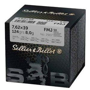 SELLIER AND BELLOT - 762X39 - 124 GRAINS - FMJ - 50ROUNDS