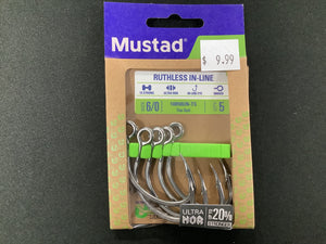 MUSTAD RUTHLESS IN-LINE EYE HOOK RINGED