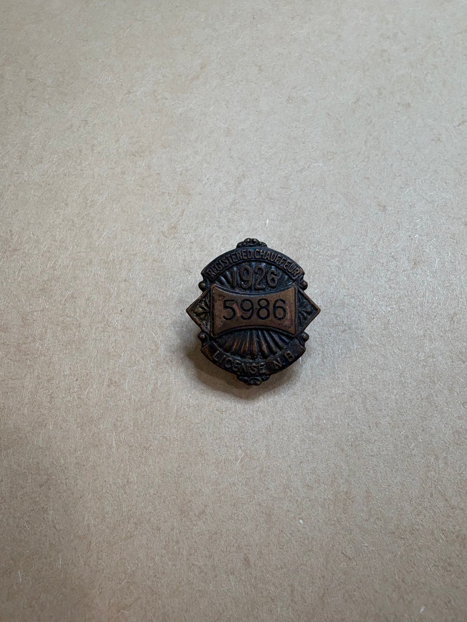 1926 NB Licensed Chauffeur Badge