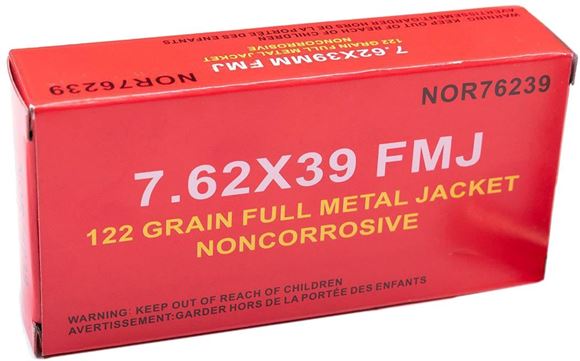 Norinco Non-Corrosive Ammunition - 7.62x39, 122gr, FMJ