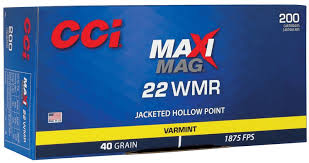 CCI MAXI MAG .22WMR, 40GR, JHP, BOX OF 200