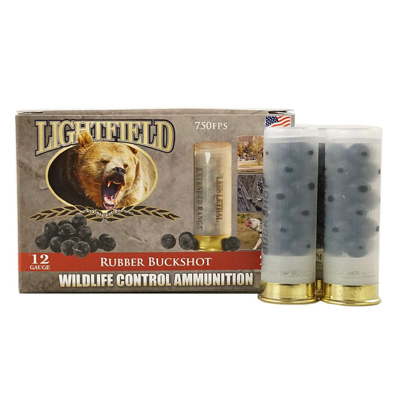 Lightfield Rubber Buckshot - 12GA, 2-3/4", Box of 5 [CWRB-12]