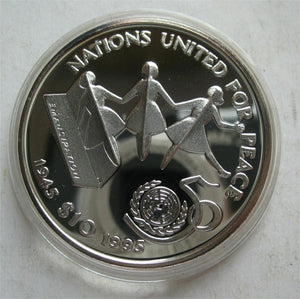 Liberia 10 Dollars 1995 Silver Proof Coin Nations United for Peace